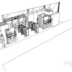立地特性を生かしたコンパクトなメンズカジュアルショップのイメージスケッチ